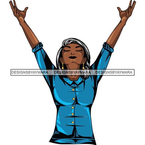 African American Woman Girl Praying Arms High God Prayer Pray Etsy