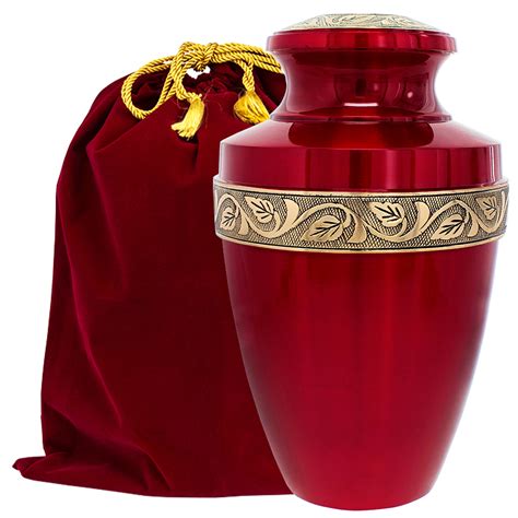 Serenity Red Beautiful Adult Cremation Urn For Human Ashes W Velvet Bag 691024306355 Ebay