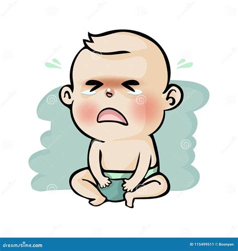 Crying Baby Boy Cute Cartoon Vector Stock Vector Illustration Of