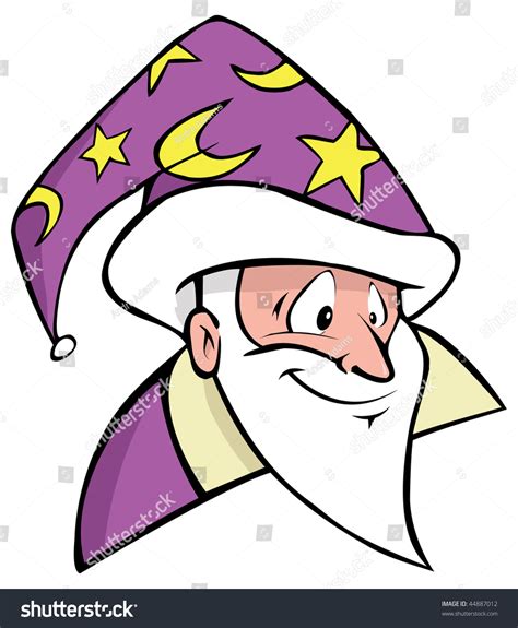 Cartoon Vector Illustration Magical Wizard Face เวกเตอร์สต็อก ปลอดค่า