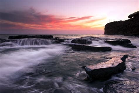 Sea Aeyaey Cliffs Sunset Landscape Ocean Waves