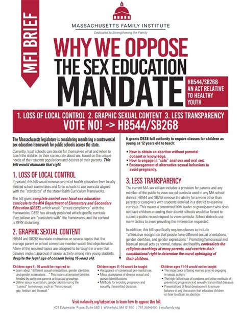 Call To Action The Sex Ed Mandate Could Be Brought For A Vote Soon