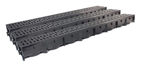 Drainage Trench Channel Drain With Grate Black Plastic 3 X 39