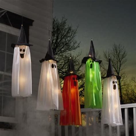 Hanging Halloween Lighted Ghosts Set Of 5 Homemade Halloween