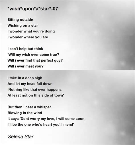 Wishuponastar 07 Poem By Selena Star Poem Hunter