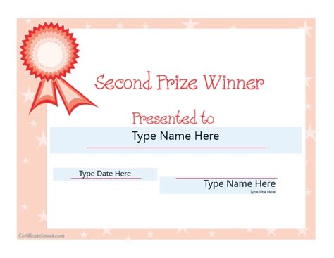 9 Free Second Prize Certificate Templates Free Word Templates