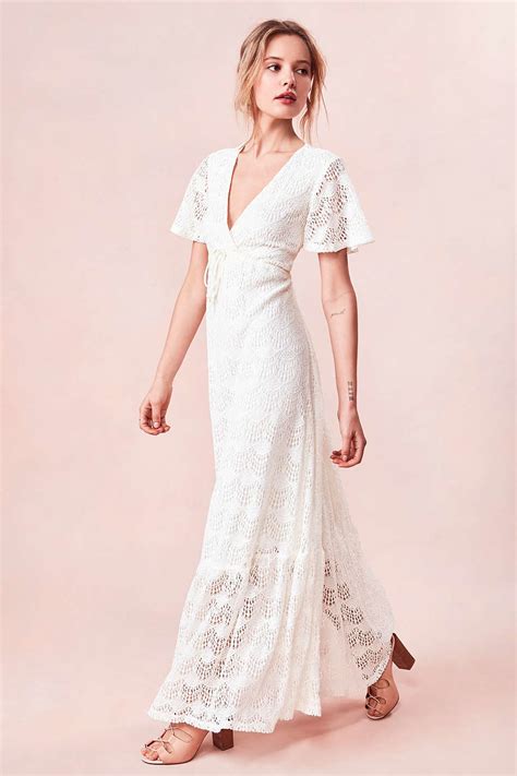 Floral ruffle sleeve maxi dress. Lyst - Kimchi blue Lace Flutter-sleeve Maxi Dress in White