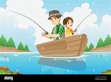 Fishing Father And Son Vector Fotos E Imágenes De Stock Alamy