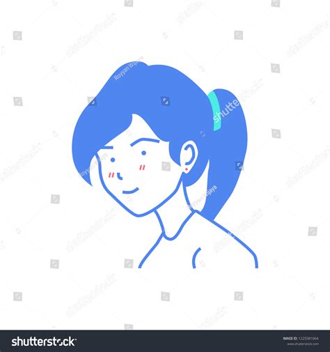 Girl Ponytail Hair Avatar Cartoon Illustration Stock Vector Royalty
