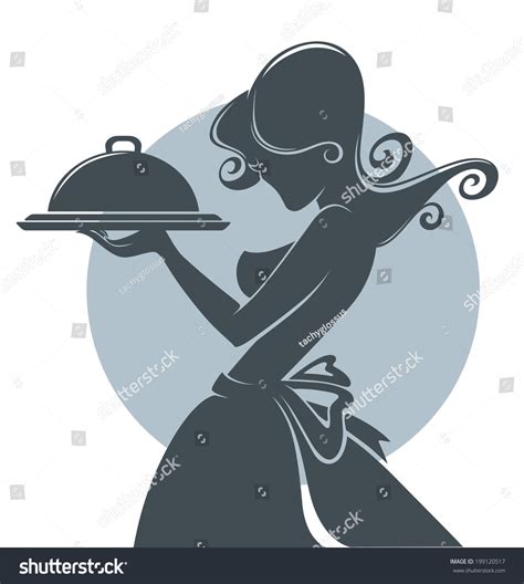 Sexy And Young Waiter Silhouette In Retro Style Stock Vector Illustration 199120517 Shutterstock
