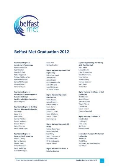 Belfast Met Graduation Belfast Metropolitan College