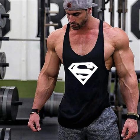 Bodybuilding Stringer Tank Top Superman Gyms Sleeveless Shirt For Men