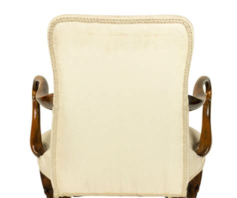 White living room chairs : Queen Anne White Upholstered Walnut Armchair For Sale at ...