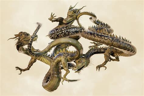 Golden Chinese Dragons Digital Art By Betsy Knapp