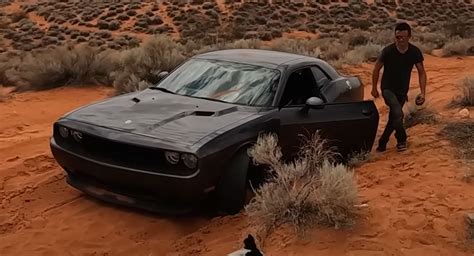 Dodge Challenger Goes On An Off Road Adventure It Doesnt End Well