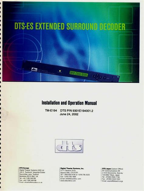 Operating Instructions Dts Es Ex Surround Decoder English 65