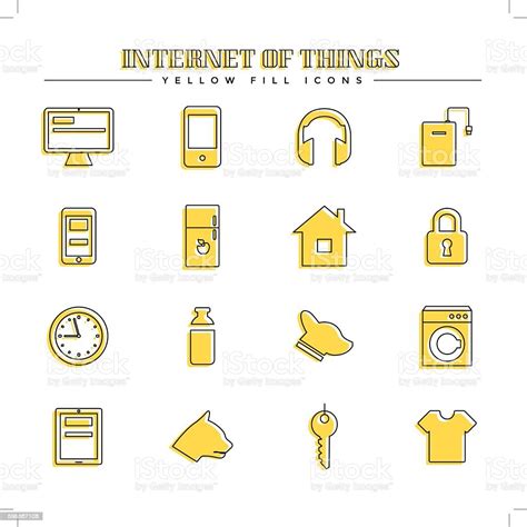 Internet Of Things And Smart Home Yellow Fill Icons Set Stock