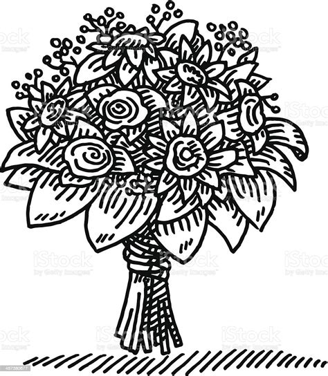 Flower Bouquet Drawing Stock Vector Art And More Images Of