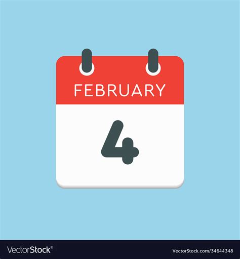 Icon Day Date 4 February Template Calendar Page Vector Image
