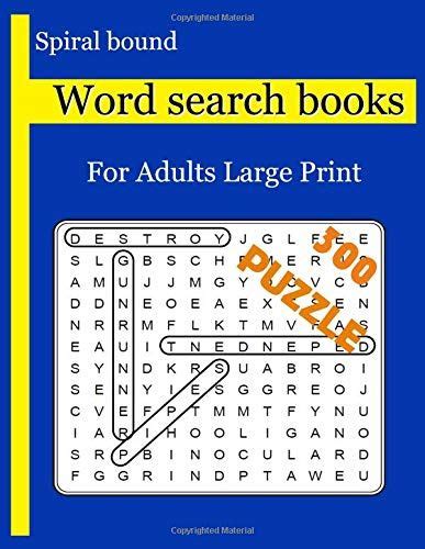 Spiral Bound Word Search Books For Adults Large Print Ov