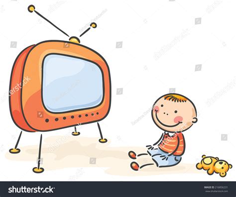 Child Watching Tv Isolated Stock Vector Royalty Free 216856231