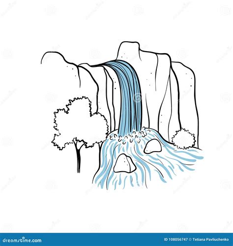 Vector Illustration Of Waterfall Stock Vector Illustration Of