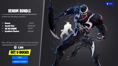 New Fortnite Venom Bundle Showcase Venom Skintendril Totesymbiote