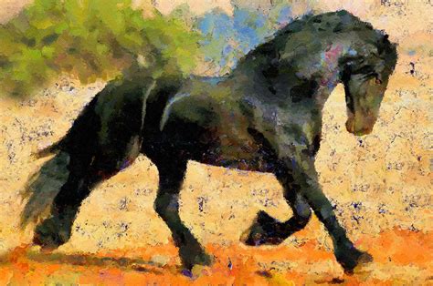 Ebony The Horse Abstract Expressionism Mixed Media By