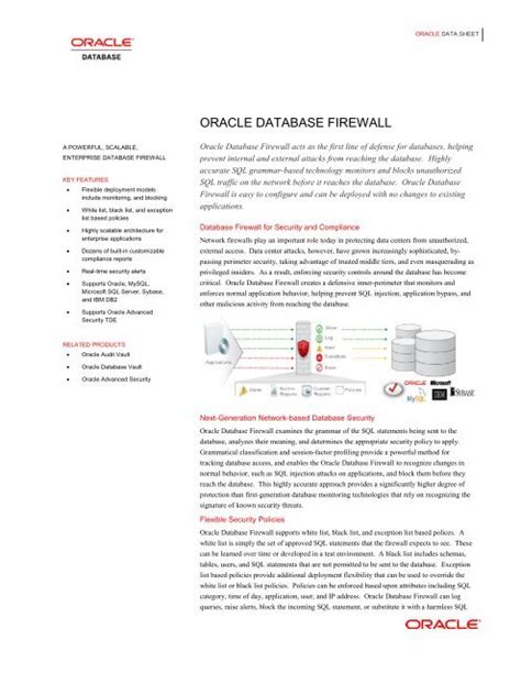 Oracle Database Firewall Datasheet
