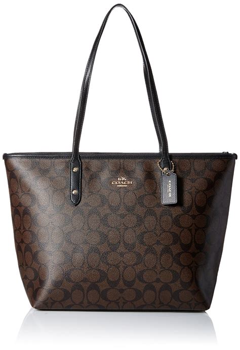 Coach Signature City Zip Tote Brownblack Womens Bags And Handbags