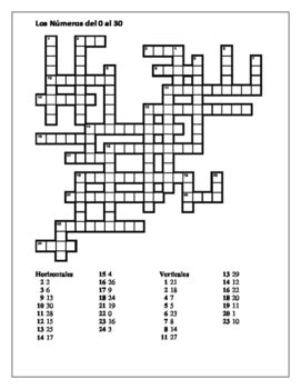 › printable spanish word search pdf. Números (Numbers in Spanish) 0 to 30 crossword puzzle by ...