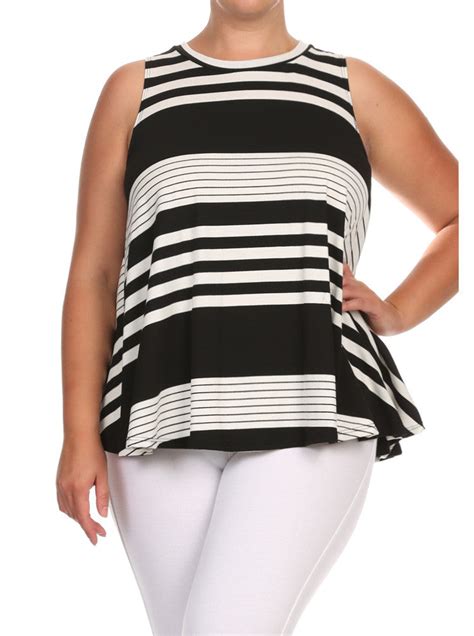 Plus Size Everyday Chic Striped A Line Top Plussizefix