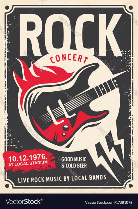Rock Music Retro Poster Design Royalty Free Vector Image