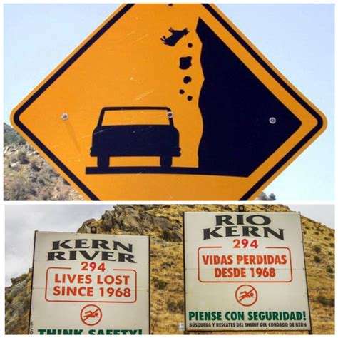Two Signs On The Same Canyon Road Death By Smooshing Or Drowning Take