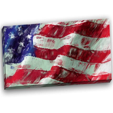 Designart Usa Flag Abstract Art Map And Flag Canvas Art Mini Ebay