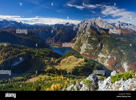 Aerial View Over Lake Königssee And The Watzmann Massif From The