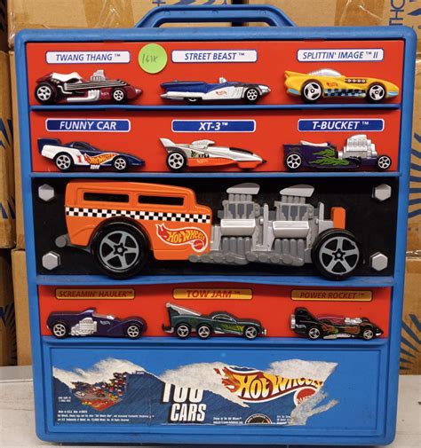 Lot Hot Wheels 100 Cars Collection Container W Wheels And Handle