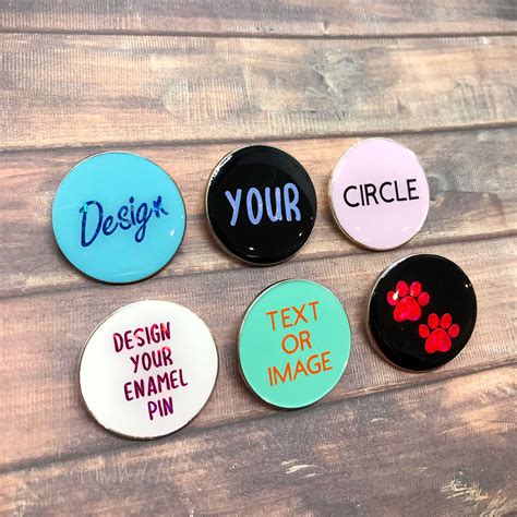 Personalised Pick Your Text Shape Circle Enamel Pin Customised Pin Badge Bespoke Resined Gift