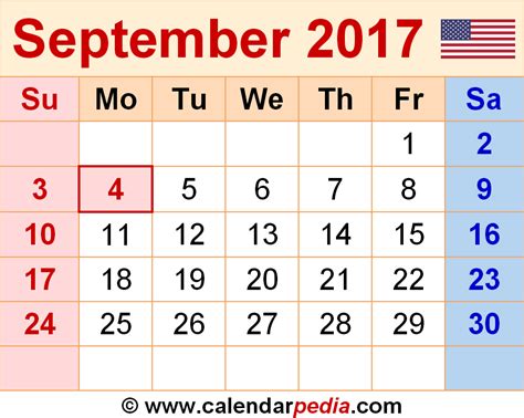 The next holiday is good friday in 26 days. September 2017 Calendar | Templates for Word, Excel and PDF