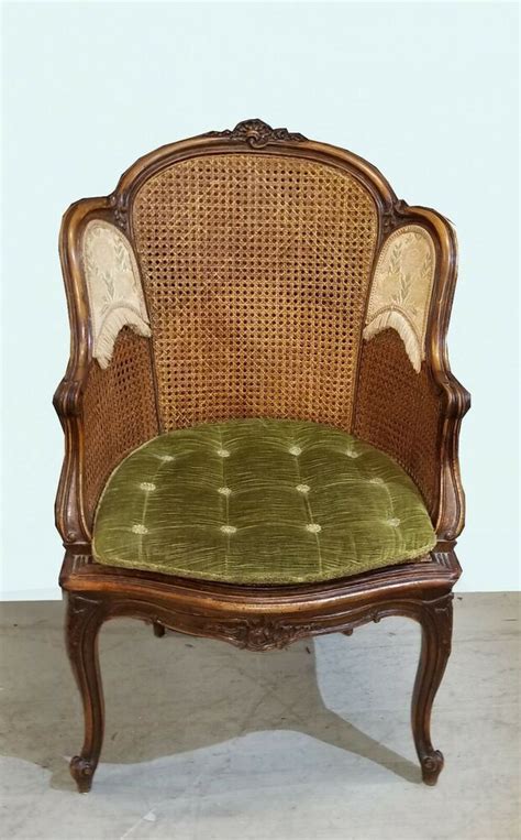 Crafted of rubberwood and natural cane; Antique French Louis XVI Double Cane Ornate Accent Chair w ...