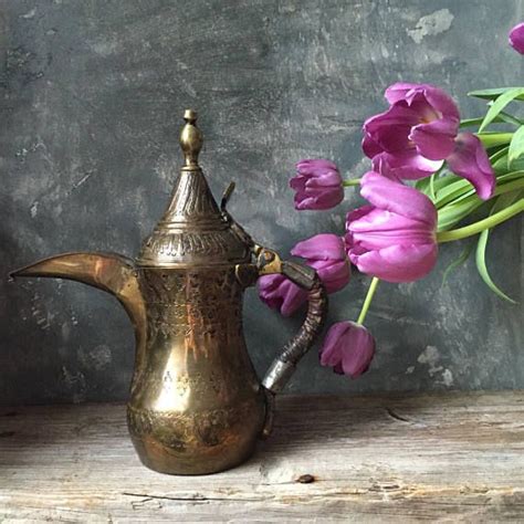 Vintage Arabic Dallah Mid East Turkish Coffee Pot Engraved Etsy