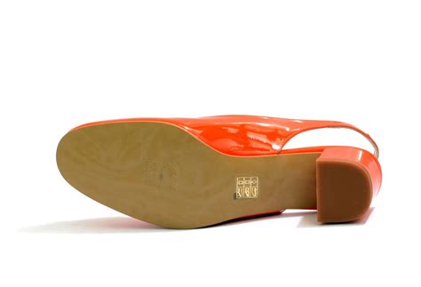Womens Eye Sling Back Low Heel Leather Shoes G 124 Orange Patent