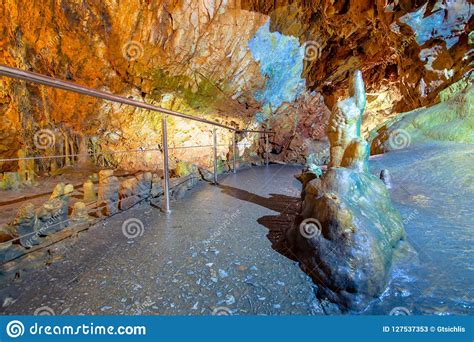 The Magnificent And Majestic Caves Of Diros In Greece Stock Image