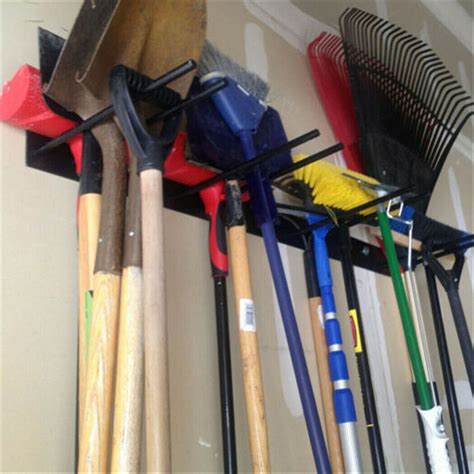 Heavy Duty Garden Tool Storage Rack Wall Mounted Hook Shovels Rakes