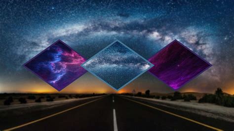 Gray Asphalt Road Stars Milky Way Road Digital Art Hd Wallpaper