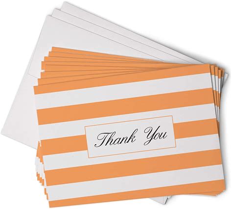 Amazon Com Orange Striped Thank You Cards 48 Classic Note Cards