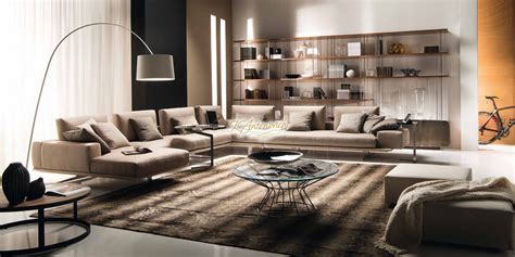 Play with patterns by layering an area rug or two on the floor, and keep an acrylic coffee table on top of it to let the textile stay in the spotlight. Modern italian living room furniture