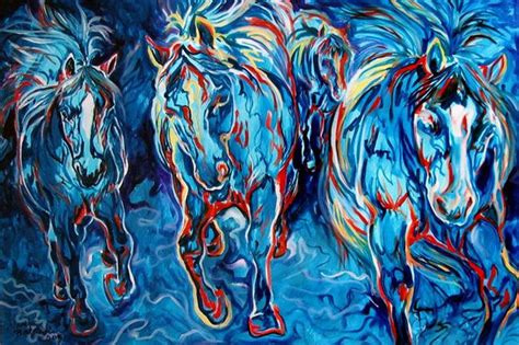 Equine Abstract Blue Four By Marcia Baldwin From
