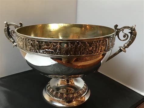Large Victorian Solid Silver Punch Bowl 680479 Uk