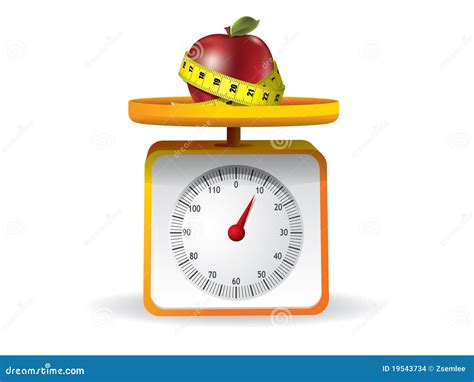 Apple on Kitchen Food Scale Stock Vector - Illustration of diet, number